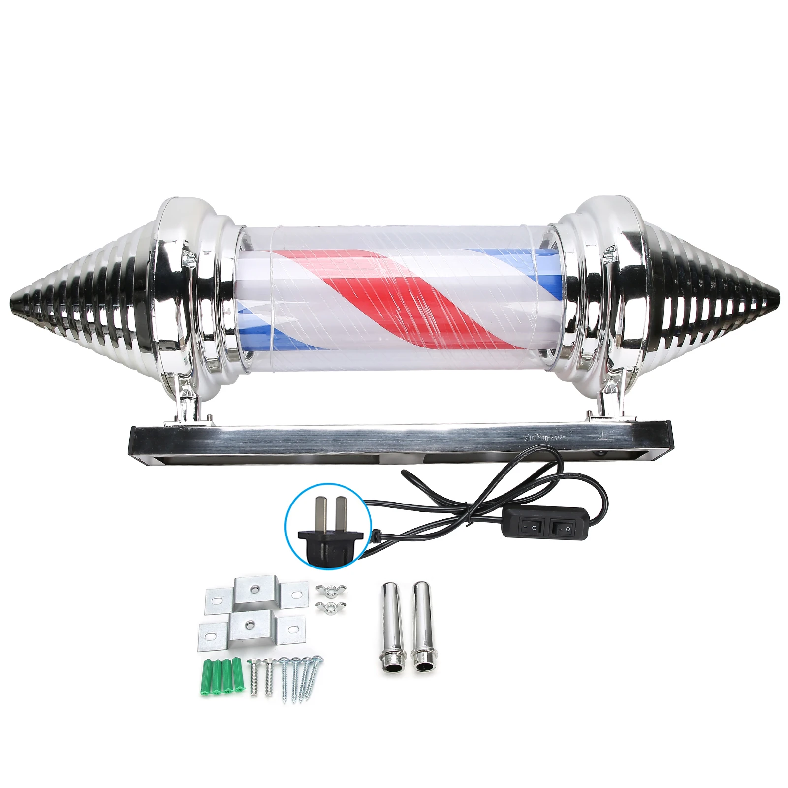 

80cm LED Barber Shop Sign Pole Light Red White Blue Stripe Design Roating Salon Wall Hanging Light Lamp Beauty Salon Lamp