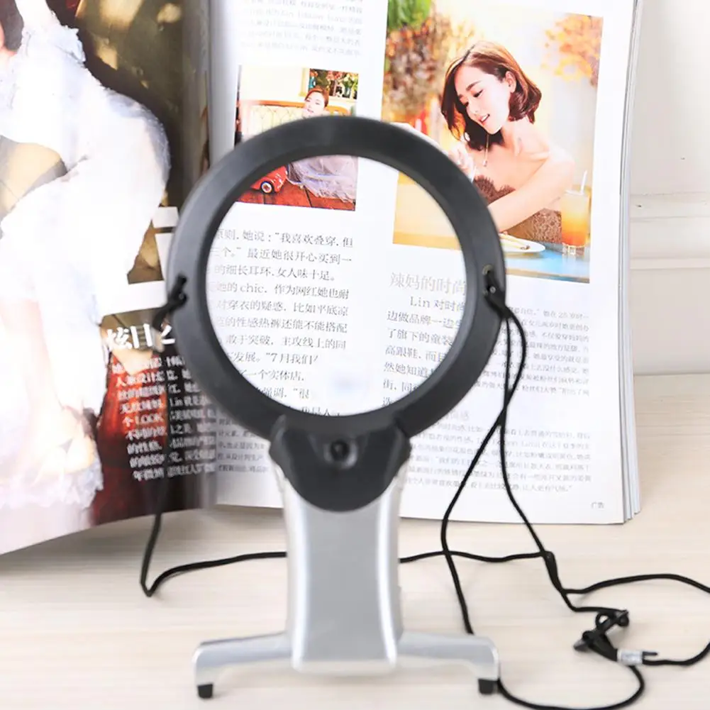 

Neck Hanging/Desktop Loupe 2 LED Lighted Reading Magnifier Hands Free Sewing Repairing Magnifying Glass Instruments