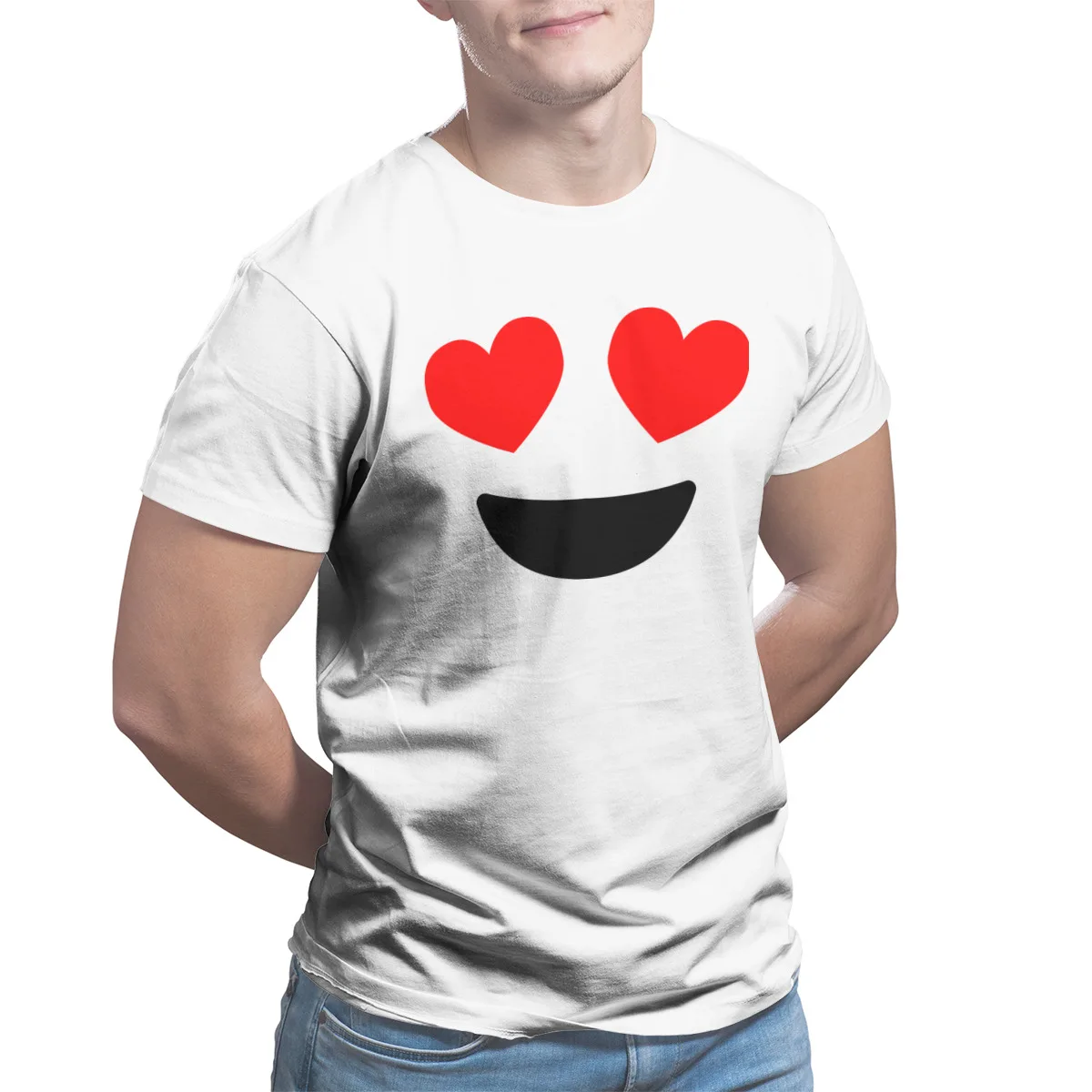 

Face With Heart Men's T-shirt Custom 100% Cotton Games Short Sleeve Sleeve Streetwear Plus Size Clothing 24479