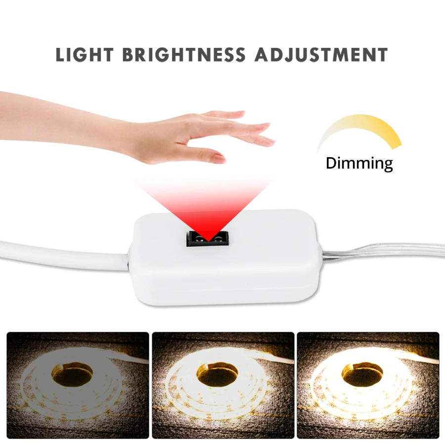Dimmable 1M - 5M DC 5V USB LED Strip Lights with Hand Sweep Sensor Switch Diode Tape DIY Kitchen Wardrobe Cabinet Lamp Backlight | Освещение