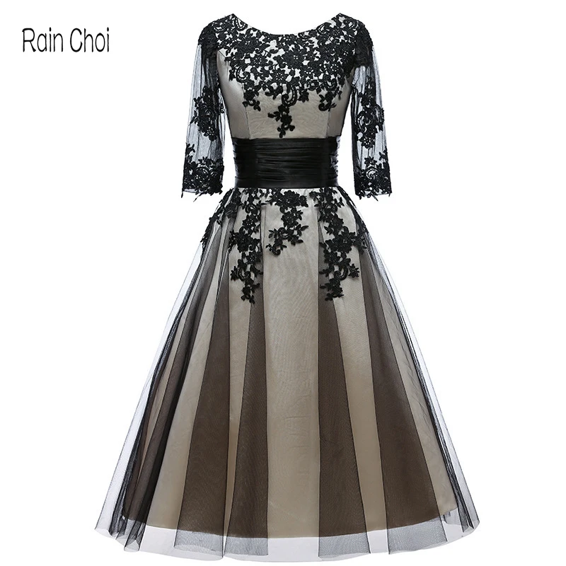 

3/4 Sleeves Evening Dresses 2021 Formal Prom Party Gowns Tea Length Evening Dresses