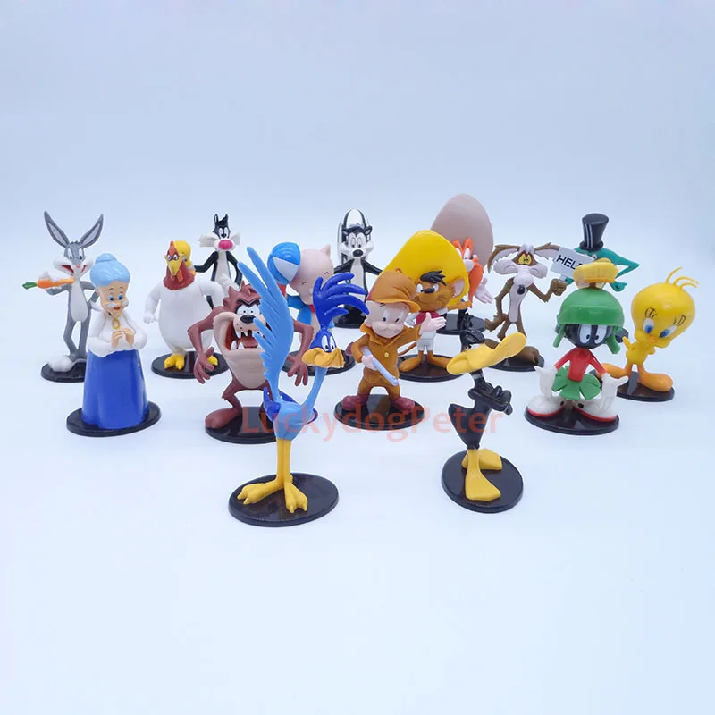 Looney Tunes 16 шт./компл. Bugs кролик птичка Твити мини фигурка 1/10 масштаб окрашенная фигурка Койот Даффи Дак ПВХ фигурка игрушки