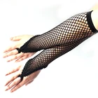 Перчатки женские, черные, кружевные, с открытыми пальцами, для танцев, на свадьбу