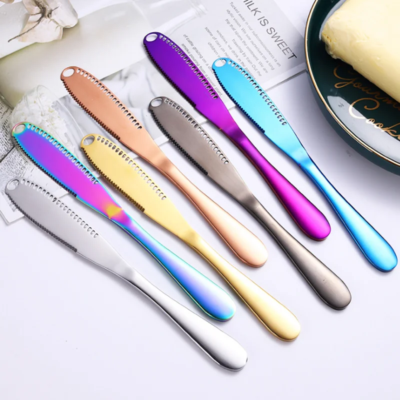 

Multifunction Stainless Steel Butter Knife with Hole Cheese Dessert Jam Knife Cutlery Tool Kitchen Toast Bread Knife Tableware