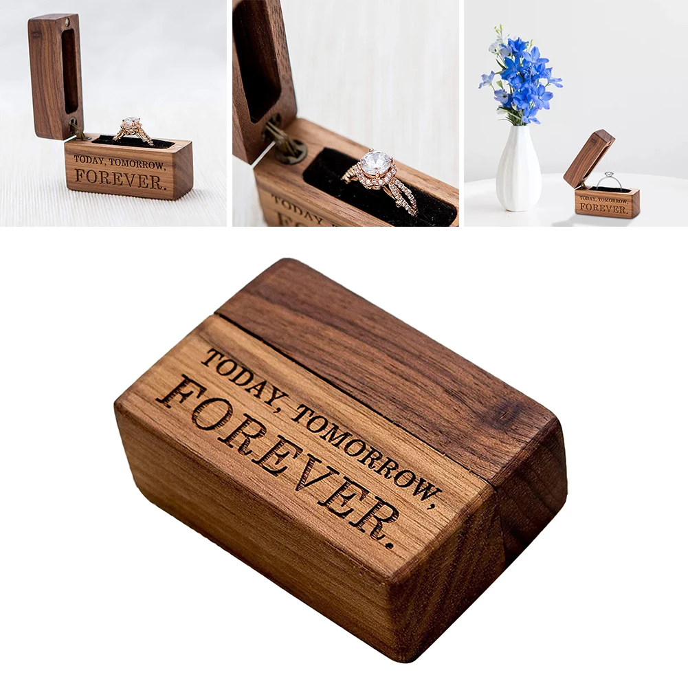 

Wood Ring Box Engraved Wedding Ring Storage Jewellery Gift Store Case for Proposal Engagement Wedding
