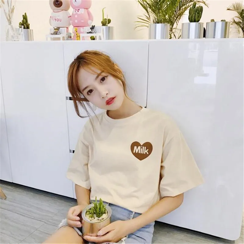 Women T Shirt Kawaii Cartoon Print Tops Tee Harajuku Summer Short Sleeve Casual Loose Korean Clothes | Женская одежда