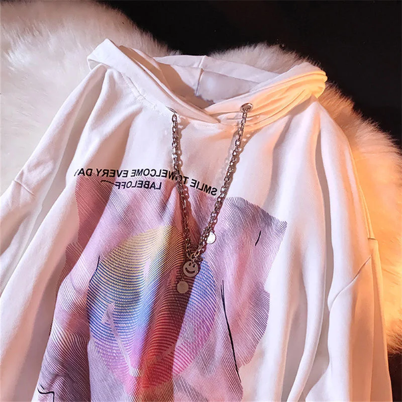 

Женская толстовка с капюшоном, розовая толстовка большого размера с капюшоном, винтажный теплый пуловер в стиле Харадзюку, весна-осень 2022