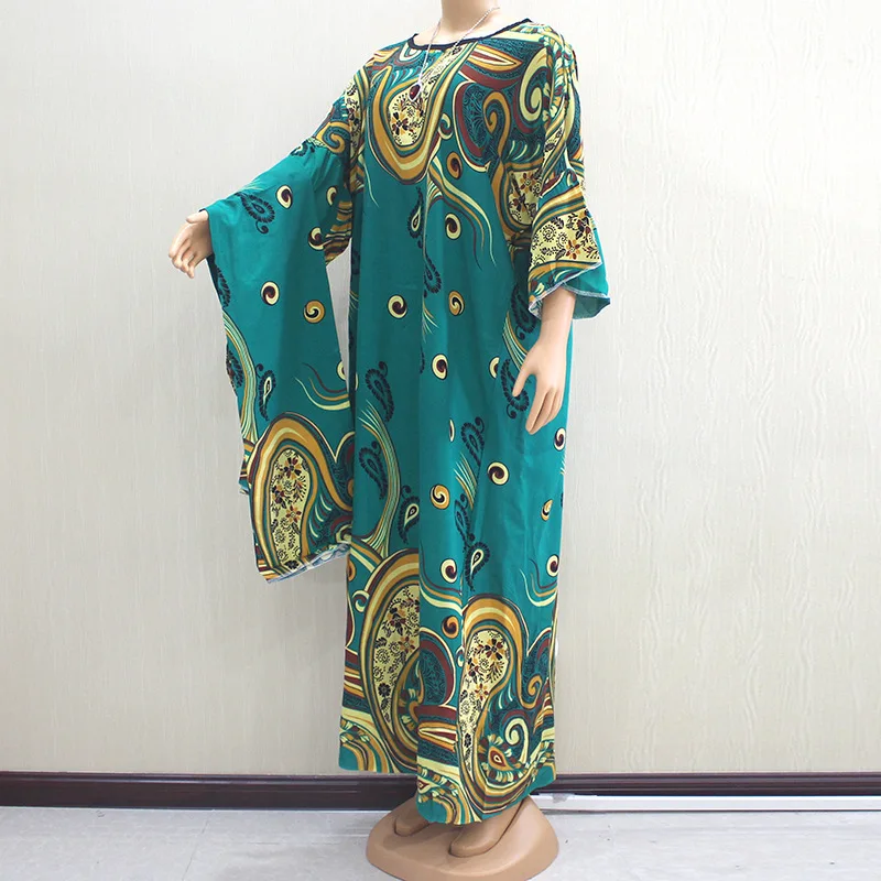 Элегантный африканская Дашики Платье с принтом хиджаб хлопковый комбинезон в