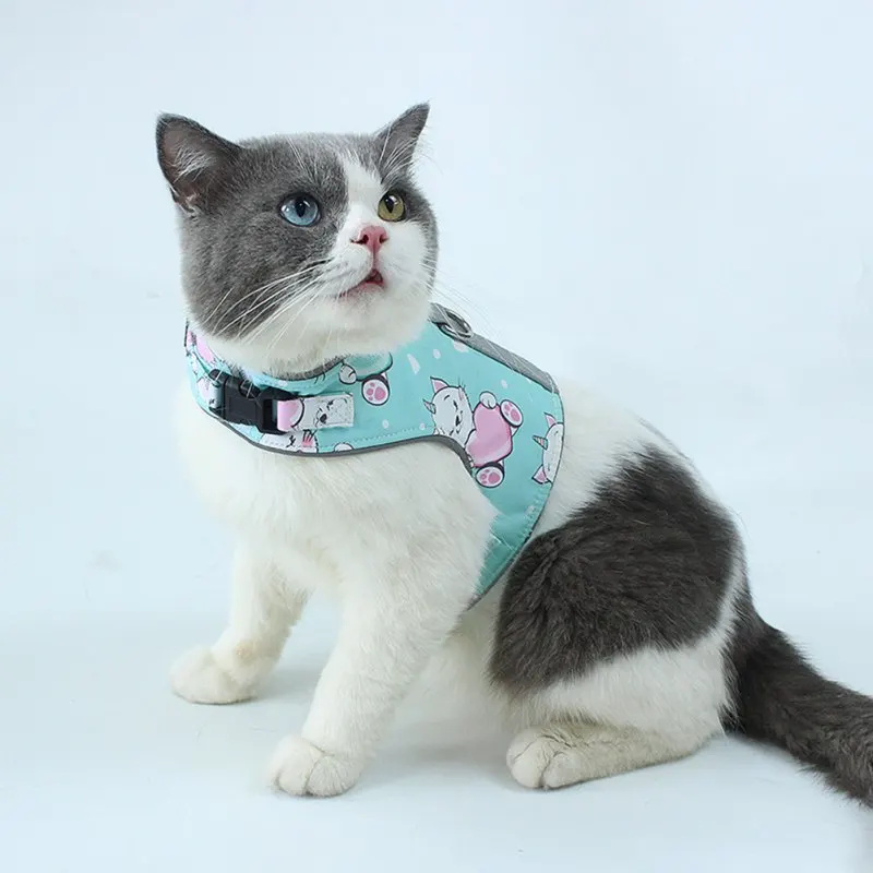 

Pet Supplies Cat Reflective Anti-free Comfortable Chest Strap Traction Novel Printed Pattern Suitable for Four Seasons