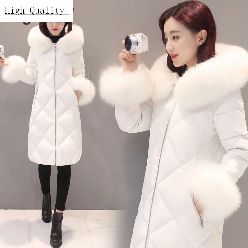 

Brand Women's Down Jacket Warm Winter Female Jacket 2020 Streetwear Fashion 90% Duck Down Coat Real Fox Fur Parka 81216