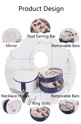 Портативная двухслойная шкатулка для украшений принцессы|Органайзеры
