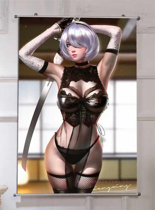 Плакат аниме ниус: automata 2B для домашнего декора рулон настенной прокрутки косплея