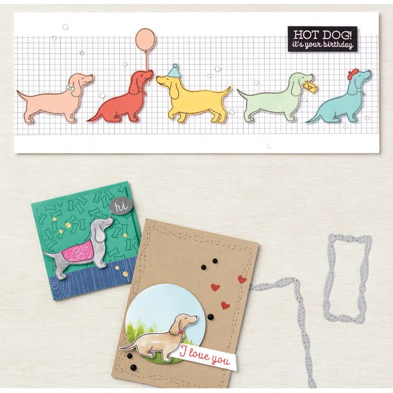

Happy Hot Dog Rubber Stamps and Metal Cutting Dies Letters Scrapbook Craft Stencil DIY Card Make Album Sheet Decor Mould Die Cut