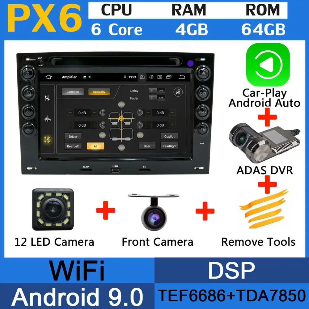 PX6-Adas-Carplay 5 USB порт PX6/Восьмиядерный Android 9,0 автомобильный dvd-плеер для Renault Megane 2 ii 2003-2010 Автомобильный gps Радио DSP Android авто мультимедиа - Цвет: PX6-Adas-Carplay