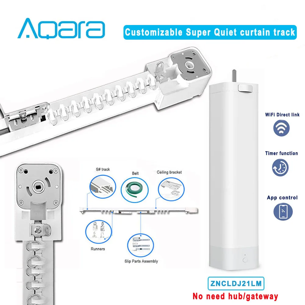 

Aqara A1 Smart Curtain Motor WiFi Link works with Mihome and yandex алиса, Super Quiet Curtain track,Customize Curtain rail