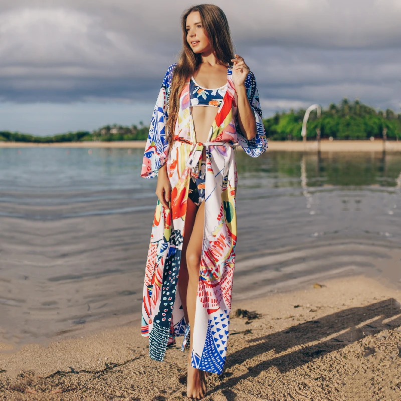 2021 накидки с богемным принтом бикини банное платье розовая хлопковая туника