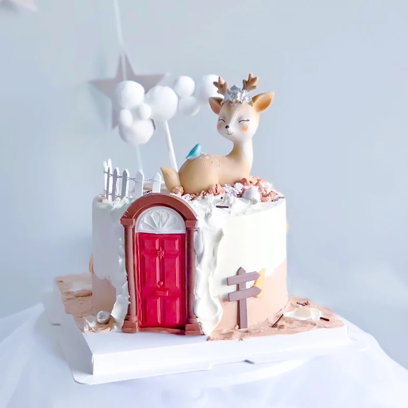 Рождественское украшение для торта сделай сам Топпер милый олень домашнее
