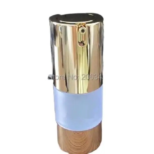 15 мл матовое Безвоздушное бутылка с УФ золотой флакон помпой и дном для лосьона