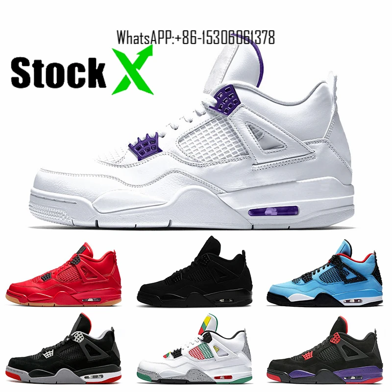 

2020 New Court Purple Red Green Carnival Fashion 4s Mens Basketball Shoes Cactus Jack 4 Black Cat 2020 Sports Mens Trainers