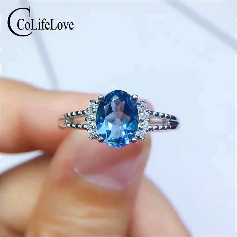 Ювелирные изделия colife 100% Натуральный топаз кольцо для повседневной носки 6*8 мм