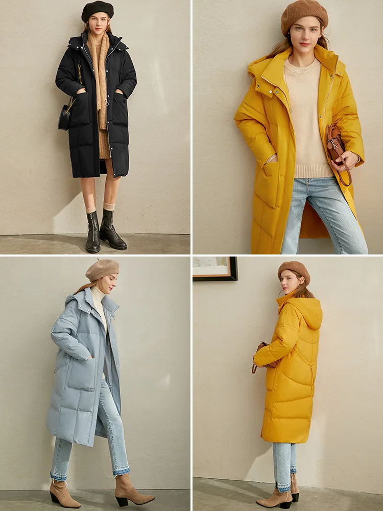 Amii корейской утки из мультфильма пуховик длинный пуховик женская новая зимняя пальто длиной по колена с капюшоном теплые сапоги в молодежном куртка