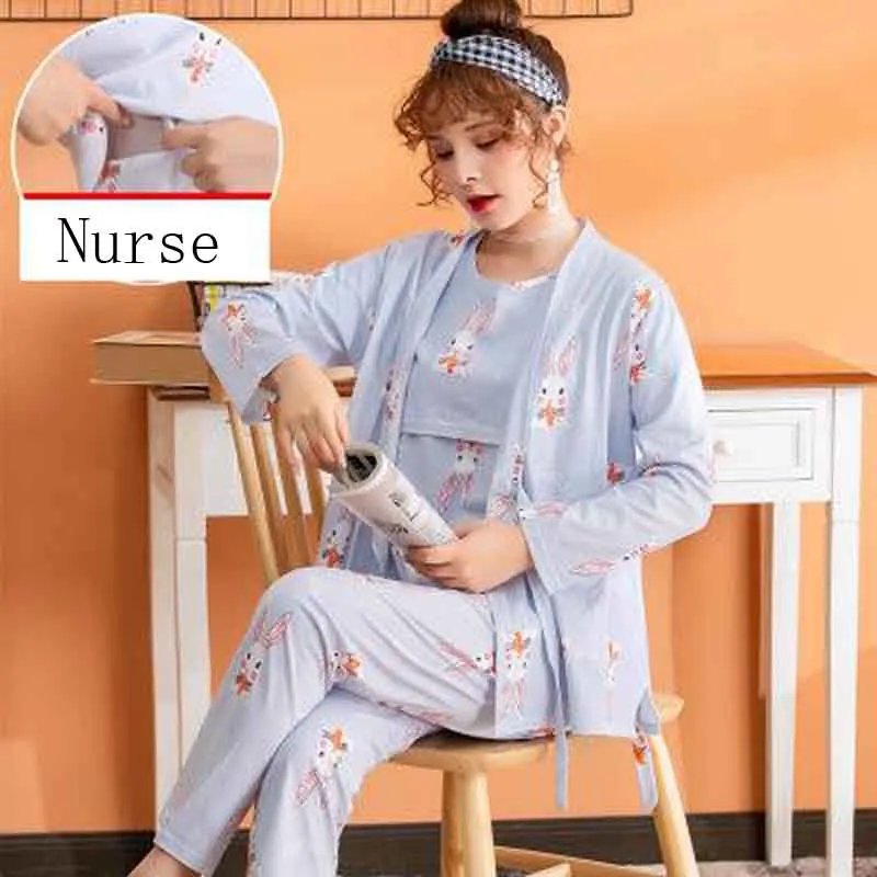 Пижама для беременных 3 шт./компл. Ночная сорочка кормящих матерей ночная рубашка