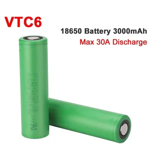 VTC6 18650 3000mAh Battery 3.7V 30A High Discharge 18650 Rechargeable Batteries for US18650VTC6 Flashlight Tools Battery