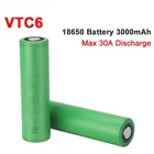 Аккумулятор VTC6 18650 3000 мАч, 3,7 в, 30 а, с высоким разрядом 18650, перезаряжаемые батареи для фонариков US18650VTC6, аккумулятор для инструментов