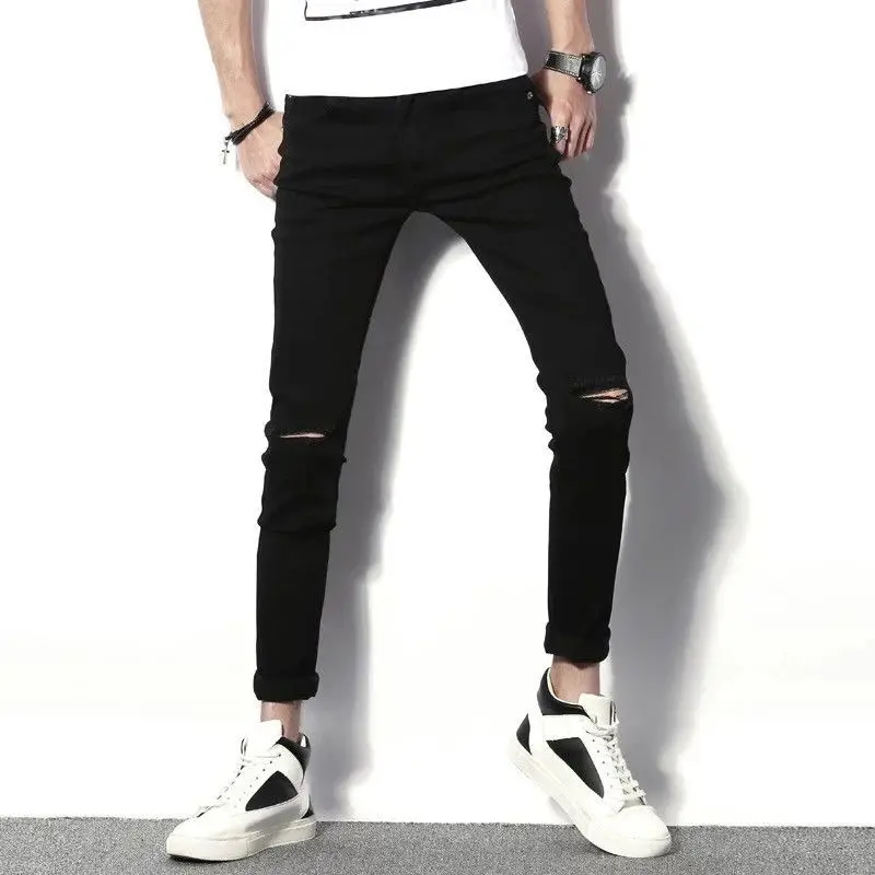 Men's Jeans Summer Thin Large Size Loose Straight Nine-point Pants Ripped Camouflage Long Pants Men Jeans