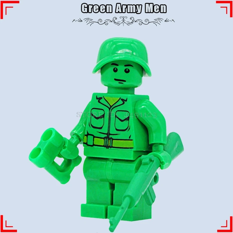 Green Army Men «История игрушек», «4 Вуди и Джесси Базз Лайтер чужой зург животного строительные кубики, детские игрушки Аниме фильм зеленого цвета в армейском Для мужчин стежка игрушка в виде фигурки - Цвет: Green Army Men