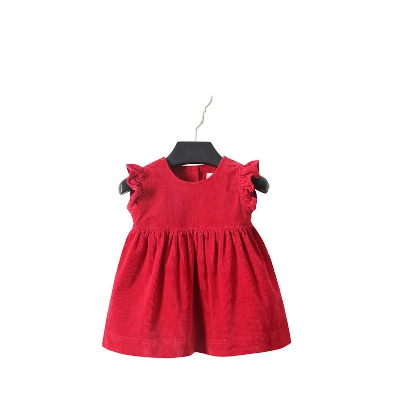 

Girls Summer Dress Toddler Baby Girls Corduroy Solid Color Elegant Princess Party Dress Clothes Cotton Kids Dresses for Girls