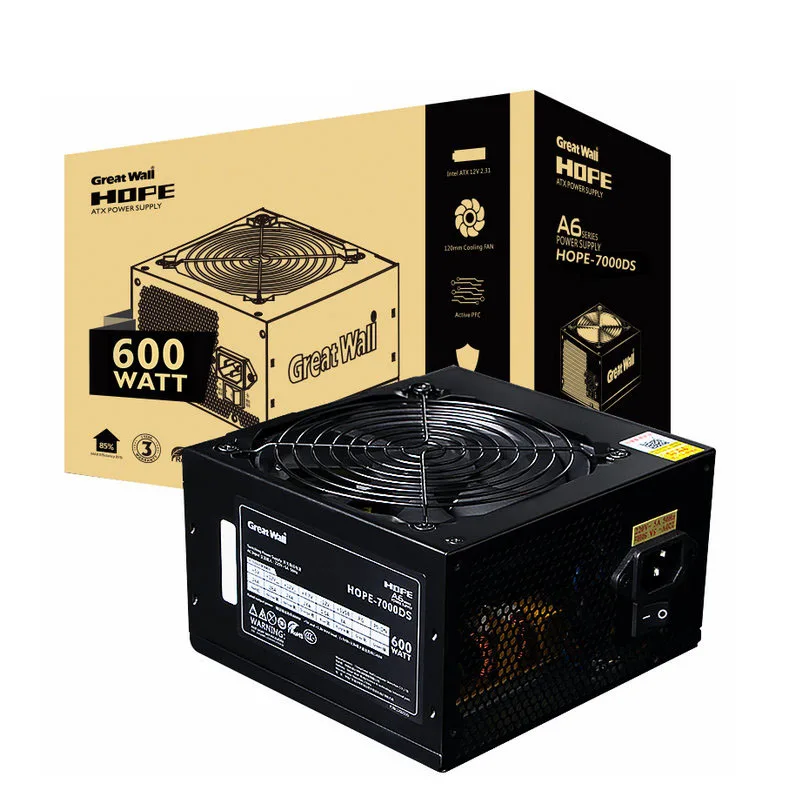 

Great Wall Computer Power Supply 600W 20+4Pin 12V PC Power Supplies For Intel AMD PSU Power Supply Unit 120mm PWM Fan
