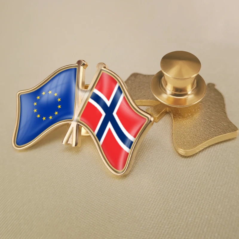 Брошь с двойным крестом флаг дружбы Европейский союз и Норвегия значки нагрудные