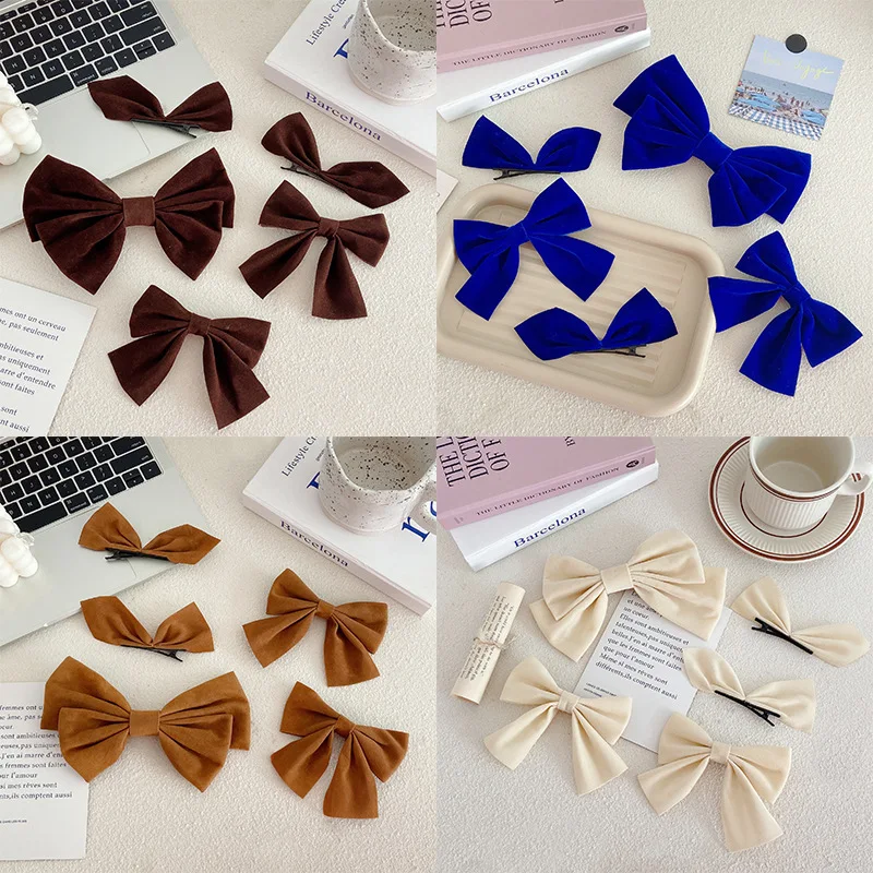 

5 шт./компл. женские бархатные заколки для волос с бантом зимние однотонные заколки для волос Klein Синие заколки для волос Головные уборы модн...