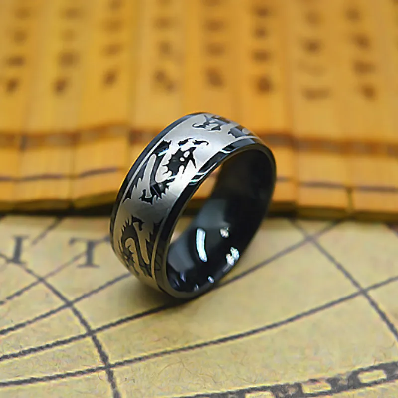 

Classic Titanium Steel Jewelry Personality Black Dragon Rings Motorcycle Party Men's Ring Biker Jewelry Fashion Accessories
