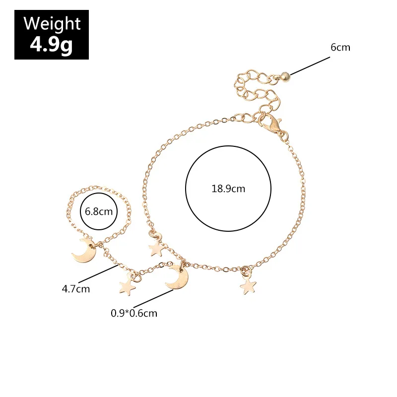 

New Fashion Gold Color Star Moon Charms Bracelet for Women Girls Elegant Chain Bracelets Minimalist Jewelry Hand Accessories