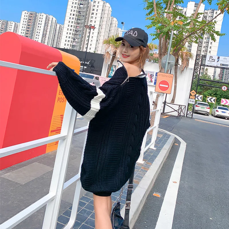 2019 Осенние теплые свободные свитера с длинным рукавом модная вышивка расшитая