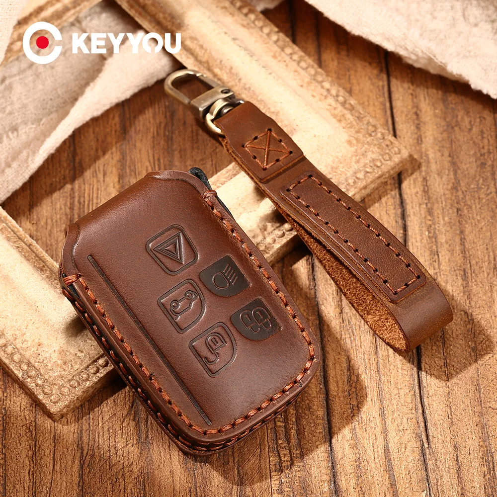 

Чехол KEYYOU для Land Rover Range Rover LR2 LR4, подходит для Jaguar F-Pace F-Type XE XF XJ XFJF, чехол для ключей из натуральной кожи