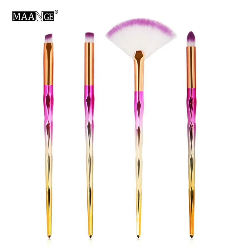 4pcs-C MAANGE 4/10 шт в упаковке, новая кистей для макияжа высокого качества комплект Для женщин основа для макияжа лица Косметическая пудра Румяна Тени для век Косметика для губ Красочные для инструментов для макияжа - Handle Color: 4pcs-C