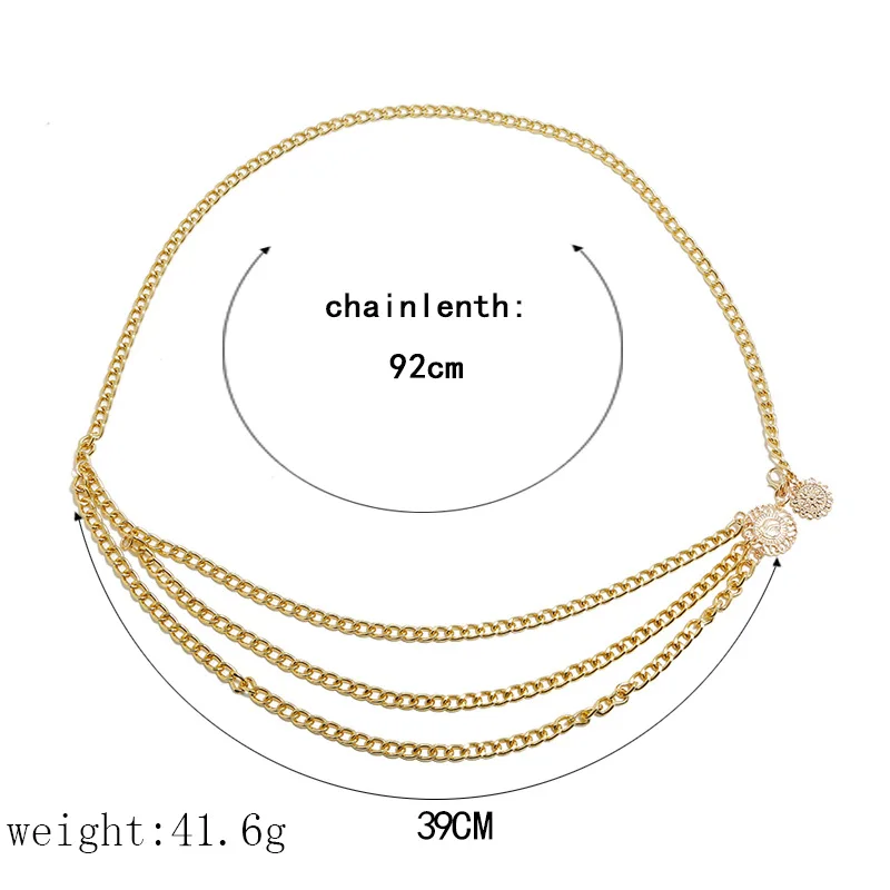 Женский модный ремень бедра высокая талия золото узкая толстая металлическая