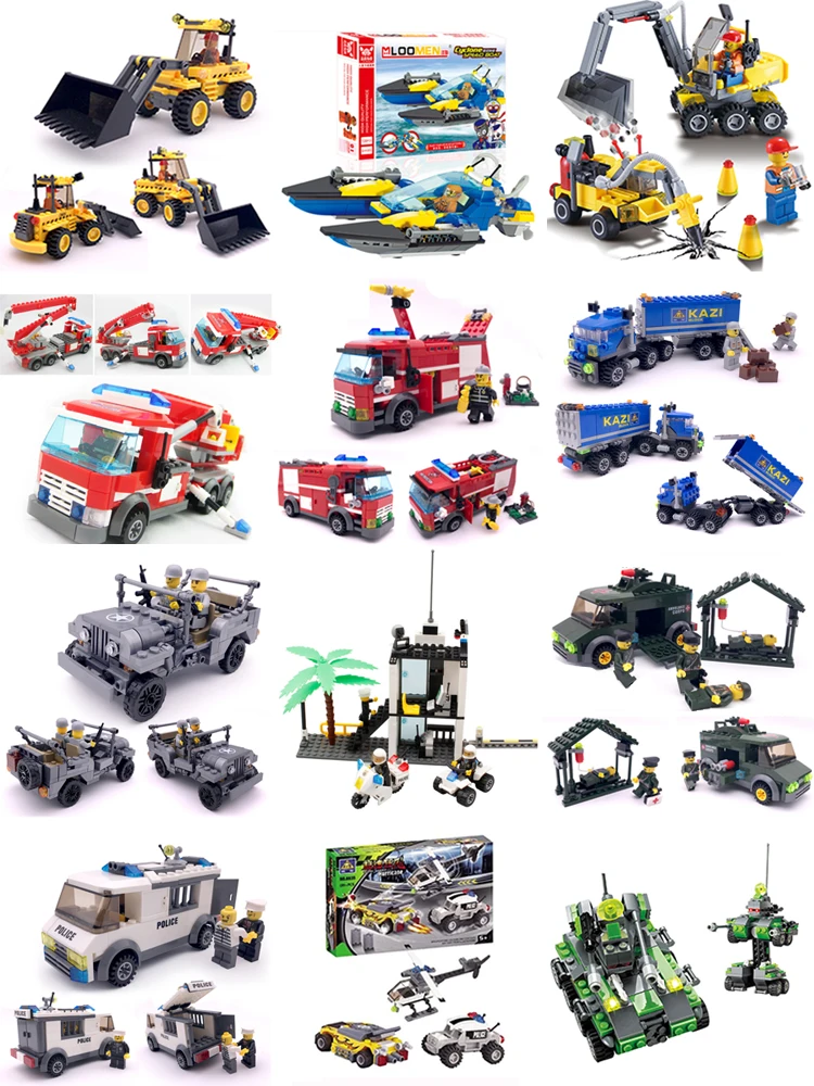 Пожарная машина инженерный автомобиль большой грузовик строительный блок
