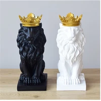 crown lion statue home office ornaments bar lion faith resin sculpture model crafts animal origami abstract art decoration
