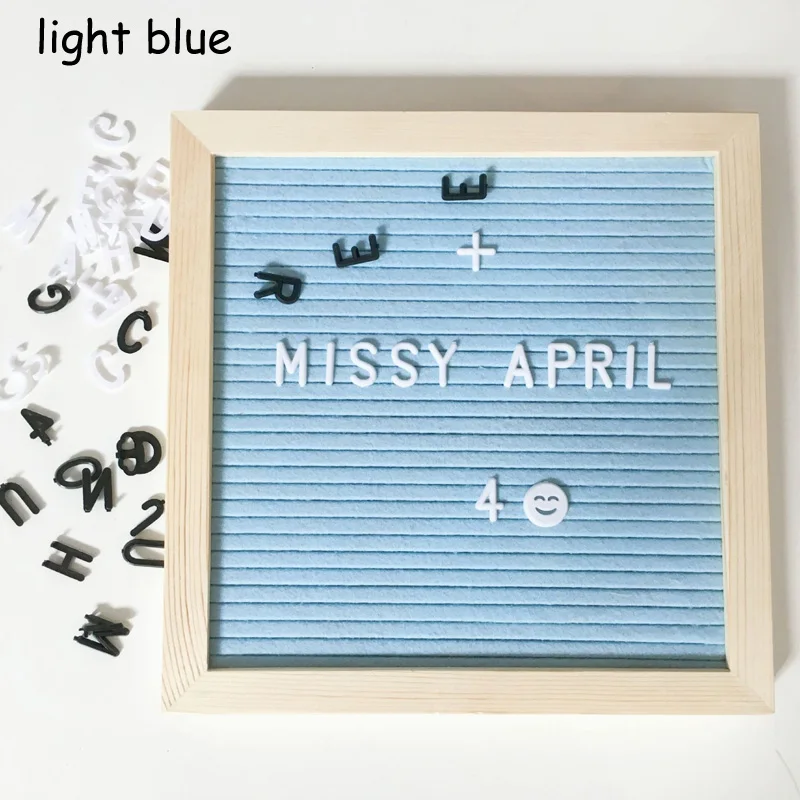 light blue Декоративные доски, сменные Символьные цифры, деревянная рамка, офисные персонажи, доски для сообщений, войлочная доска с буквами, домашний декор - Цвет: light blue