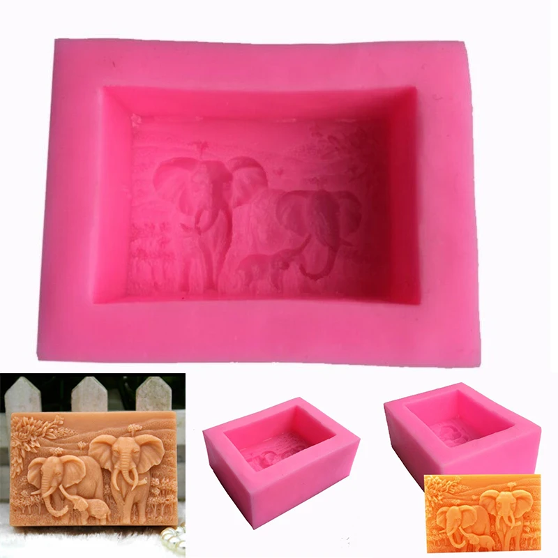 

Silicone Mold Handmade Animals Soap Mould African Elephant Pattern Soaps Molds