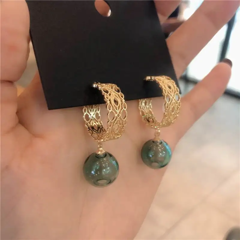

Fashion Metallic Circle Bubble Ball Pendant Earrings For Women Personality Statement New Earings Jewelry