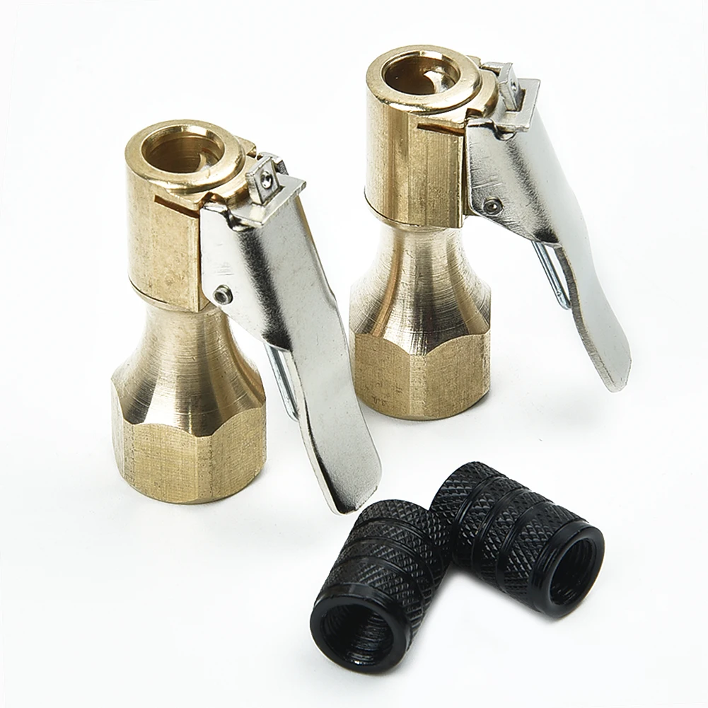 

4pcs Tire Chuck For Inflator Gauge Heavy Duty Supplies With Clip Air Brass Equipment