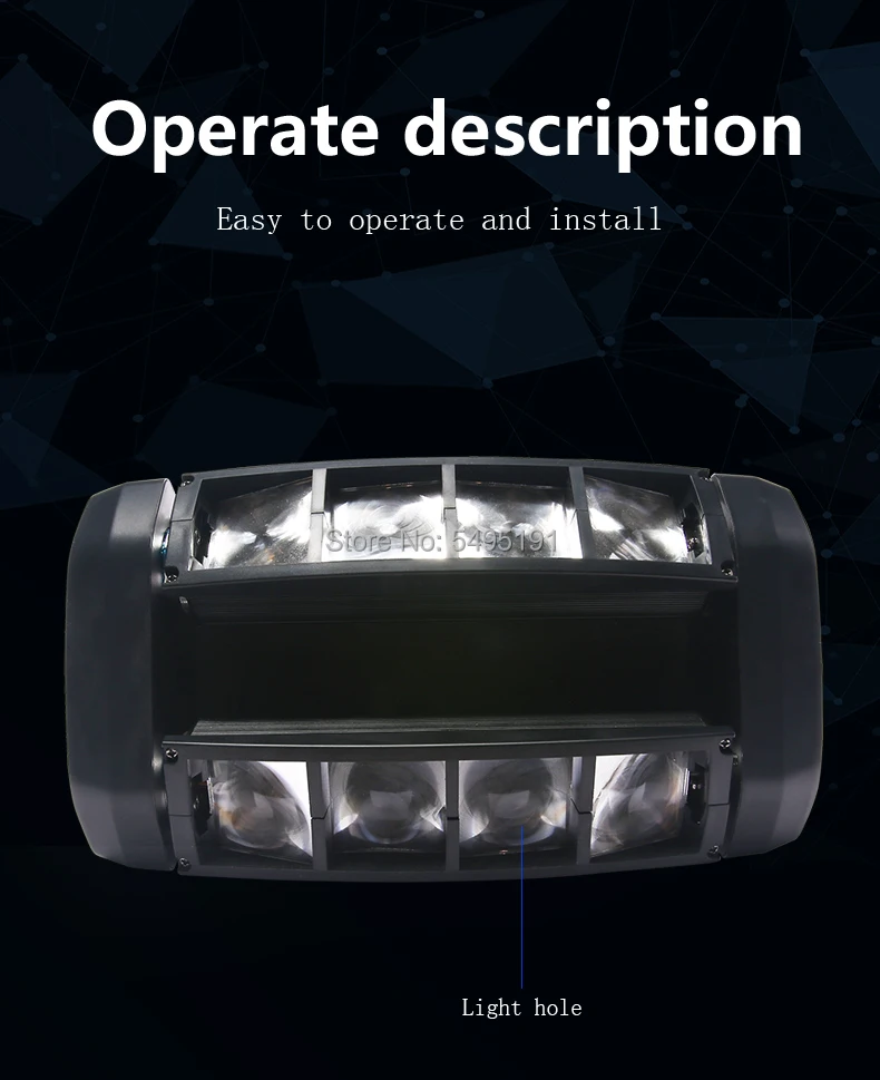 GP Dj свет 8 глаз led Паук RGBW движущаяся головка проектор DMX512 звуковая активация