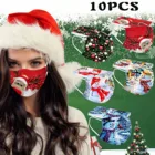 10 шт. универсальная одноразовая Высококачественная Рождественская маска для взрослых с принтом, новинка, блестящая моющаяся многоразовая маска с кристаллами для маскарада, бижутерия для лица