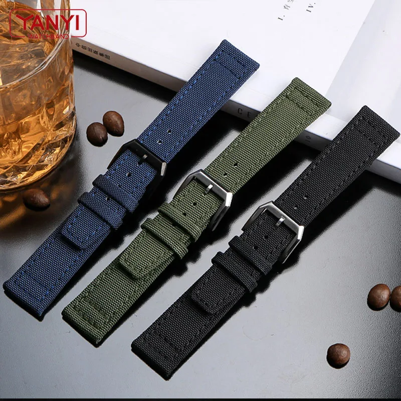Nylon watchband for I-WC IW377724 IW371614 watch strap 20mm 21mm 22mm bracelet black armygreen blue canvas wrist belt watch band