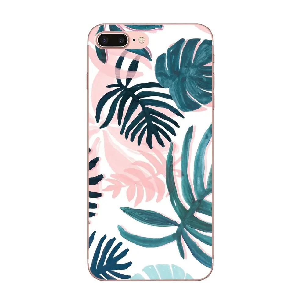 Мягкий ТПУ чехол для телефона зеленый акварелью тропические листья Galaxy A3 A5 A7 A8 A9